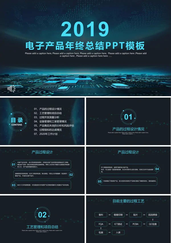 深蓝色科技化工电子产品行业年终总结汇报PPT模板