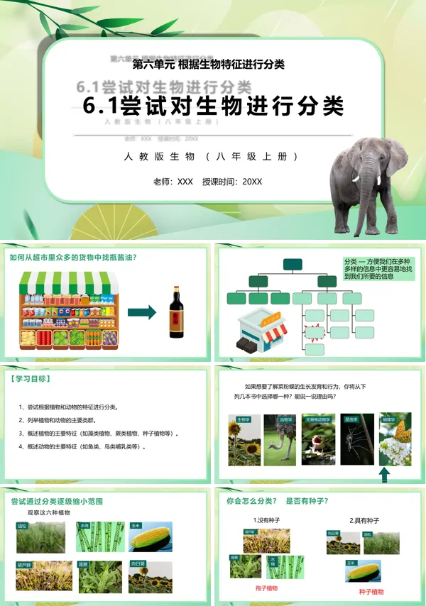 八年级生物尝试对生物进行分类PPT课件