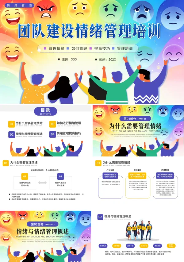 团队建设情绪管理培训PPT模板含讲稿