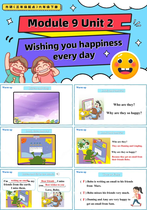 外研三年级起点六年级下册Module9 Unit2 Wishing you happiness every day PPT课件含教案