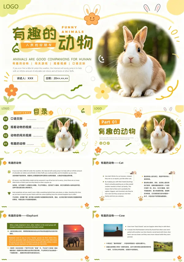 世界动物日双语课件PPT模板含讲稿