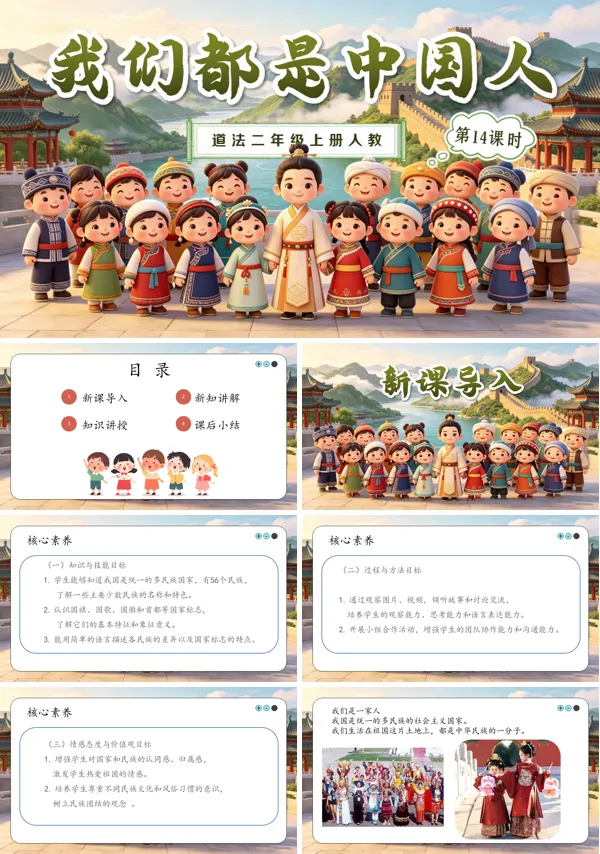 第14课《 我们都是中国人》二年级上册道法人教 ppt课件(教案)
