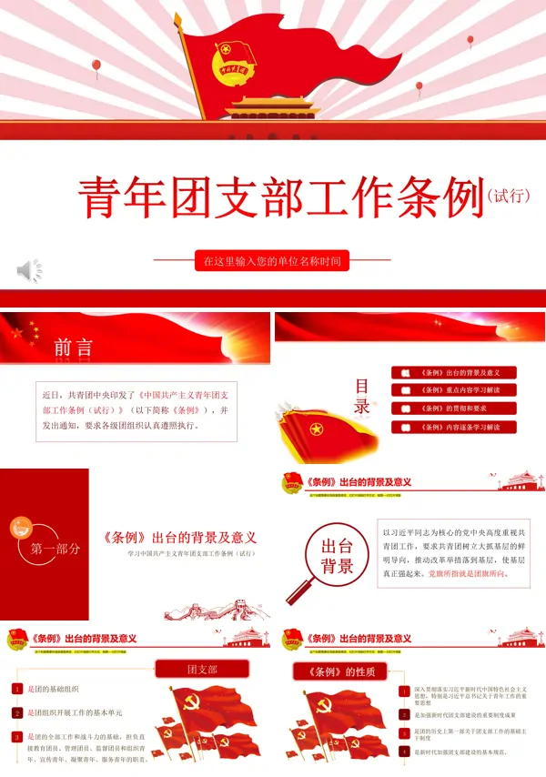 青年团支部工作条例PPT模板
