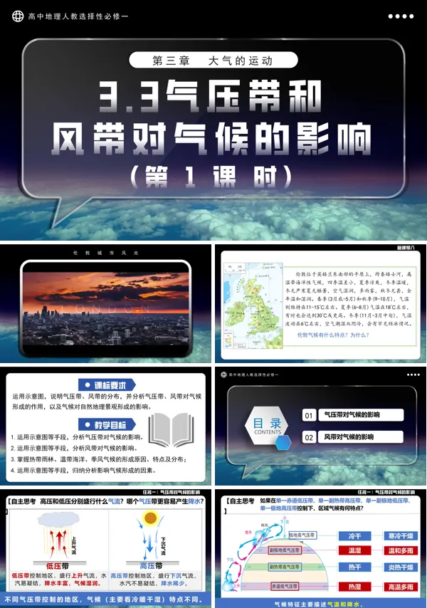 高中地理人教选择性必修一3.3气压带和风带对气候的影响(第1课时)PPT课件含教案