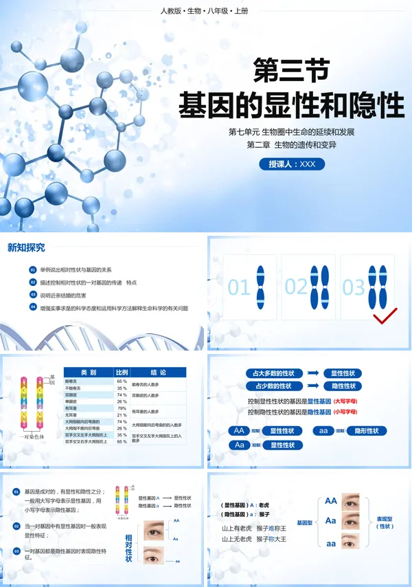 八年级生物下册内容《基因的显性和隐性》