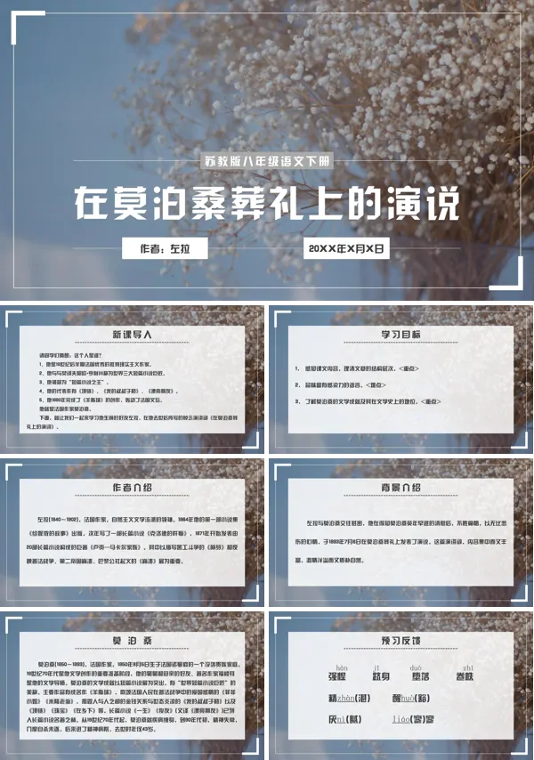 《在莫泊桑葬礼上的演说》PPT课件(苏教版八年级下)