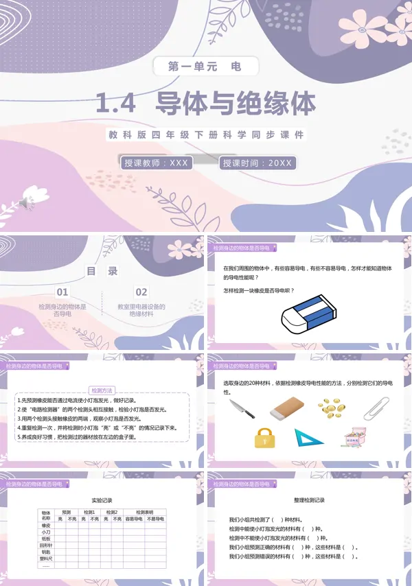 四年级下册导体与绝缘体课件PPT模板