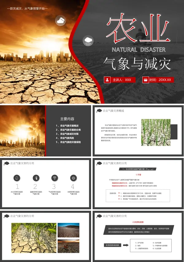 农业气象与减灾课件PPT模板含讲稿
