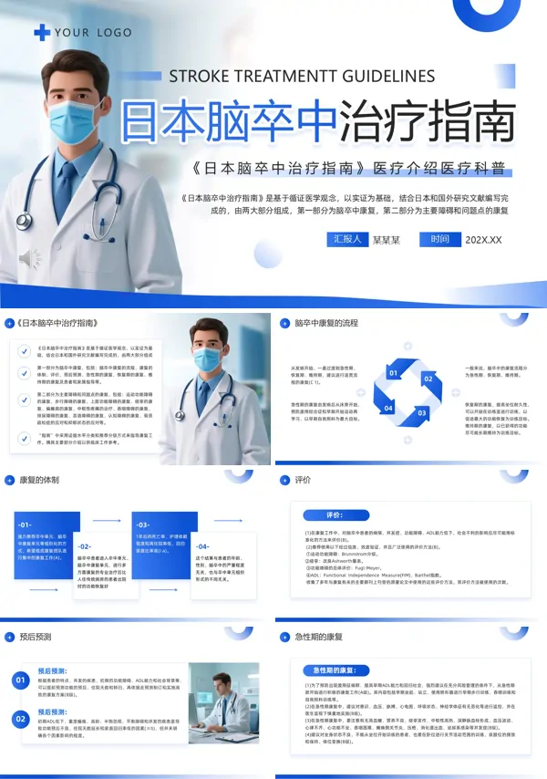 日本脑卒中治疗指南PPT模板含讲稿
