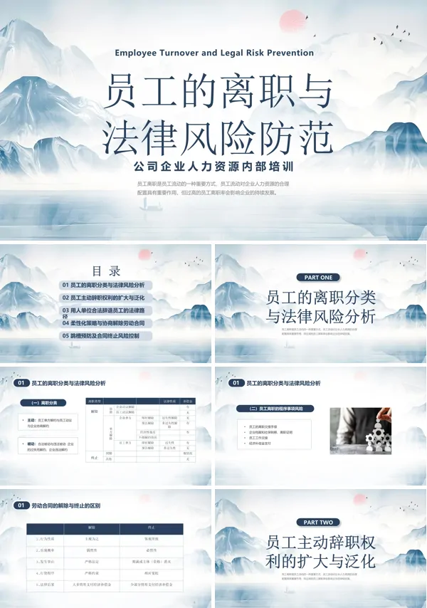 员工的离职与法律风险防范课件培训PPT模板含讲稿