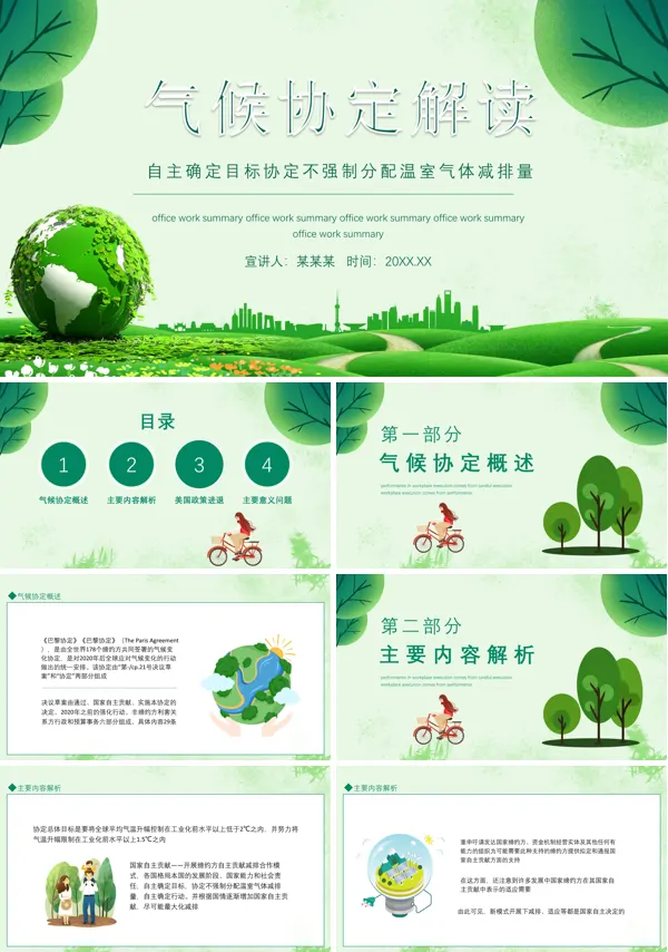 气候协定解读自主确定目标协定不强制分配温室气体减排量PPT课件