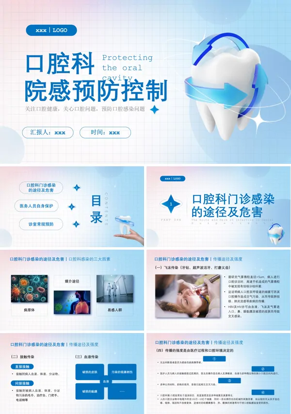 口腔科院感预防控制说课院感知识培训PPT模板