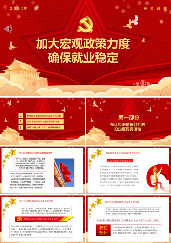 加大宏观政策力度确保就业稳定PPT模板
