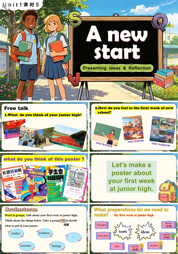 Unit1 课时5《Presenting ideas & Reflection》七年级上册外研英语 ppt课件(教案+导学案+分层作业)