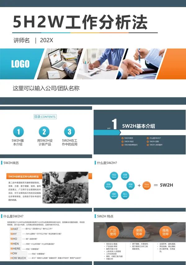 5W2H七问分析法工作效率思维能力提升培训课程PPT模板
