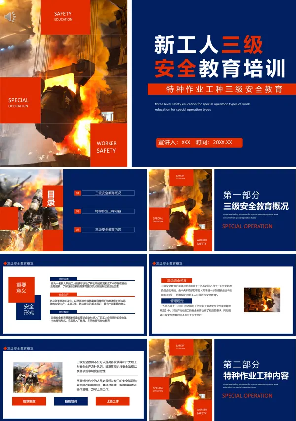 新工人的三级安全教育PPT模板