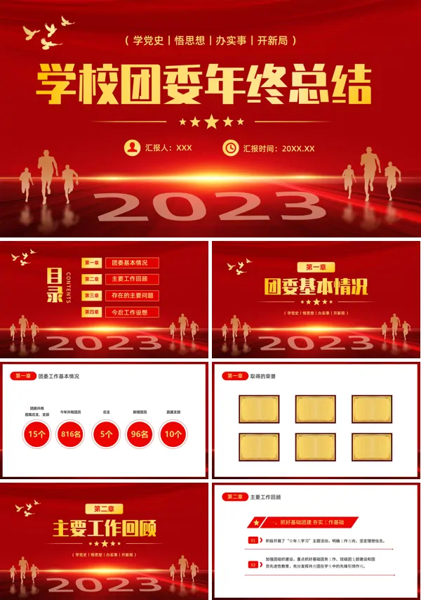 团委年终工作总结工作汇报PPT