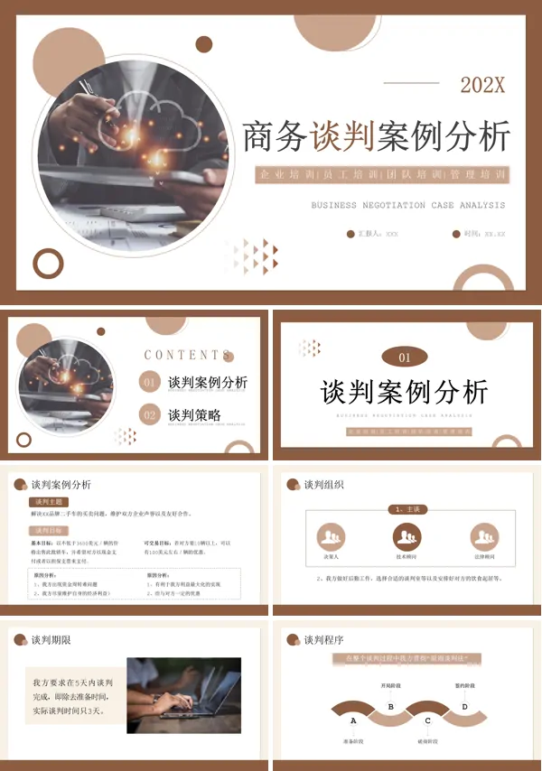 简约商务企业商务谈判案例分析培训PPT