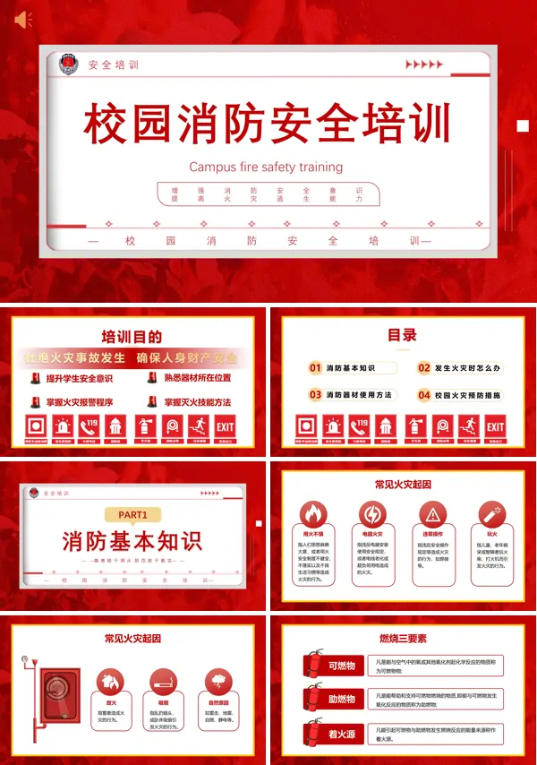 校园消防安全知识培训课件PPT