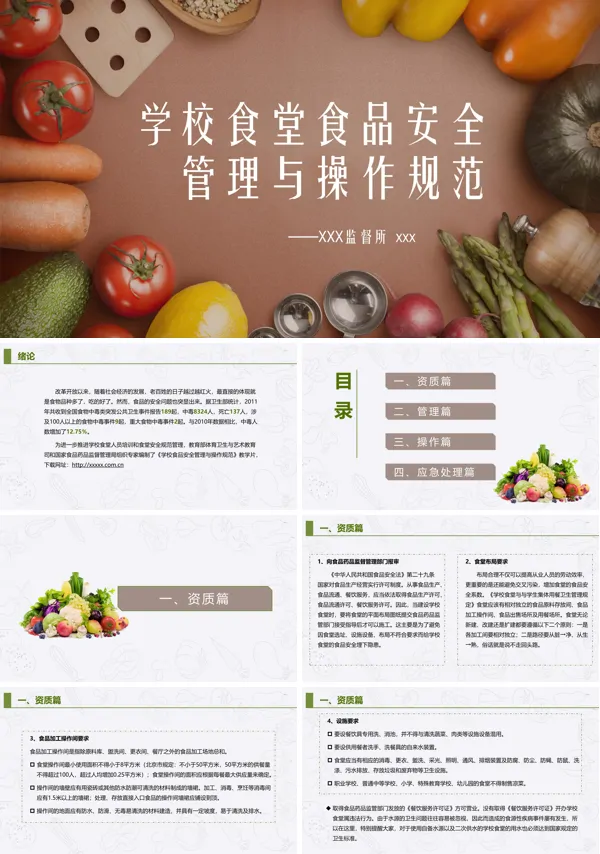 学校食堂食品安全管理与操作规范培训课件PPT模板