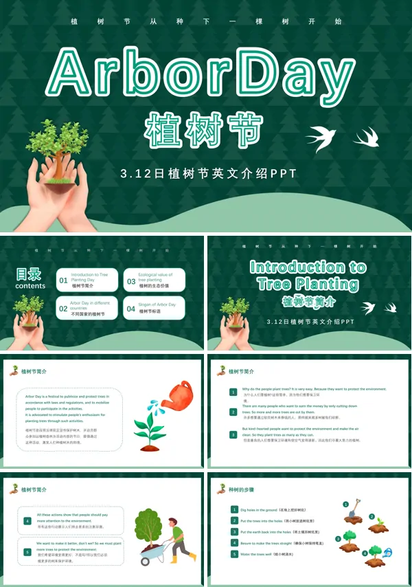 植树节英文介绍PPT含讲稿