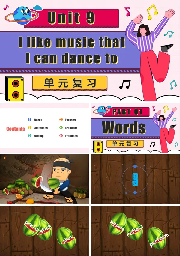 九年级英语全一册Unit 9 I like music that I can dance to单元复习PPT课件含教案