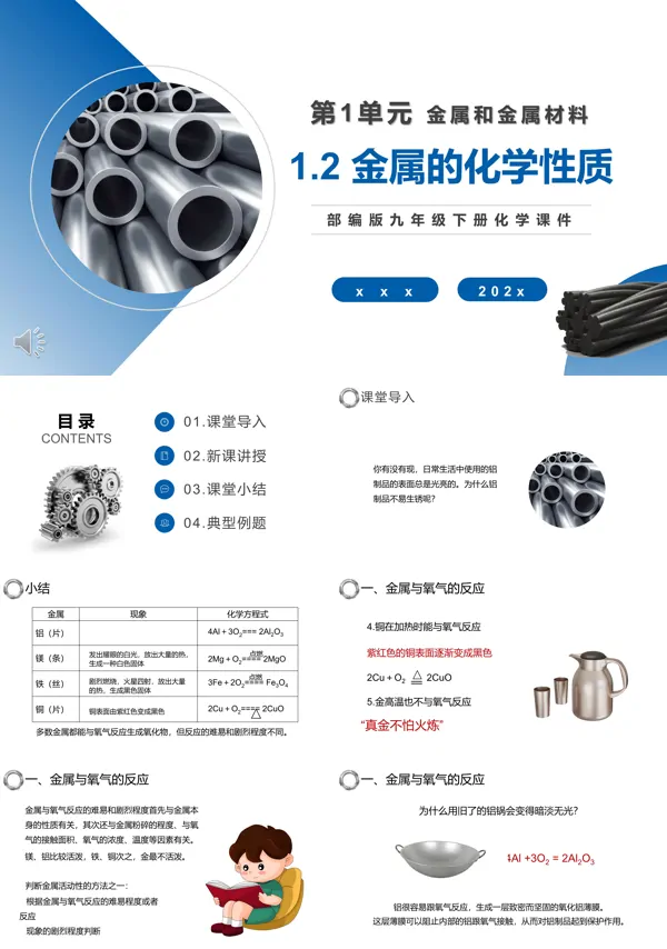 部编版九年级化学下册金属的化学性质课件PPT