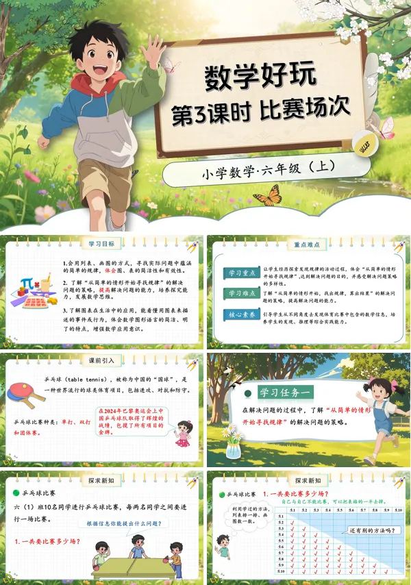 北师大数学六年级上册数学好玩第3课时比赛场次PPT课件含教案