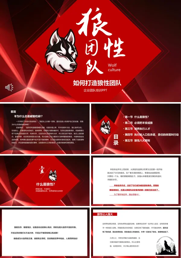 如何打造一支具备狼性的团队培训课件PPT模板含讲稿