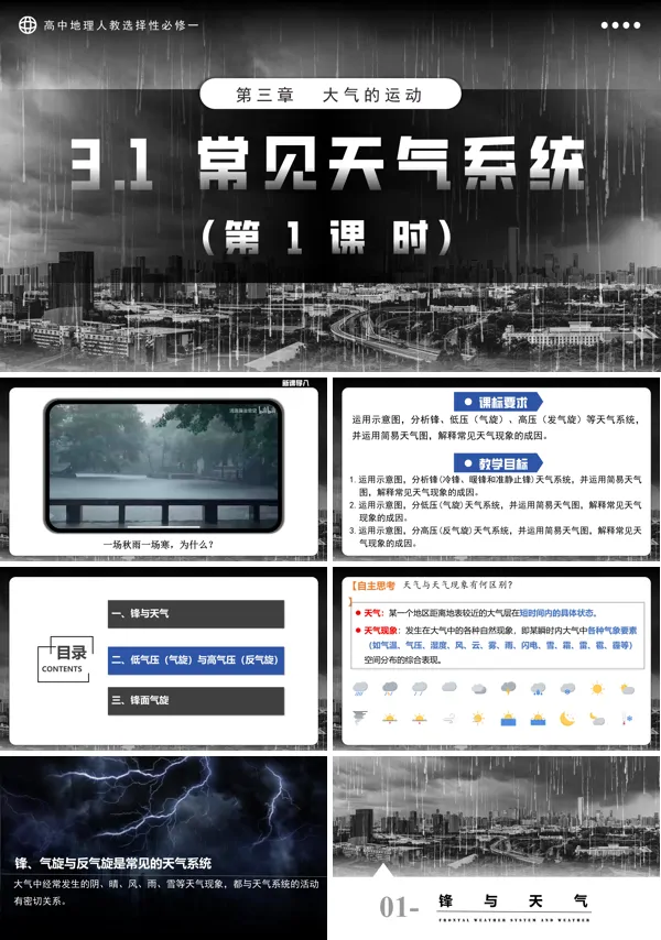 高中地理人教选择性必修一3.1常见天气系统(第1课时)PPT课件含教案