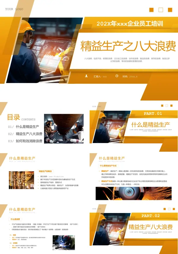 精益生产八大浪费培训课件PPT模板