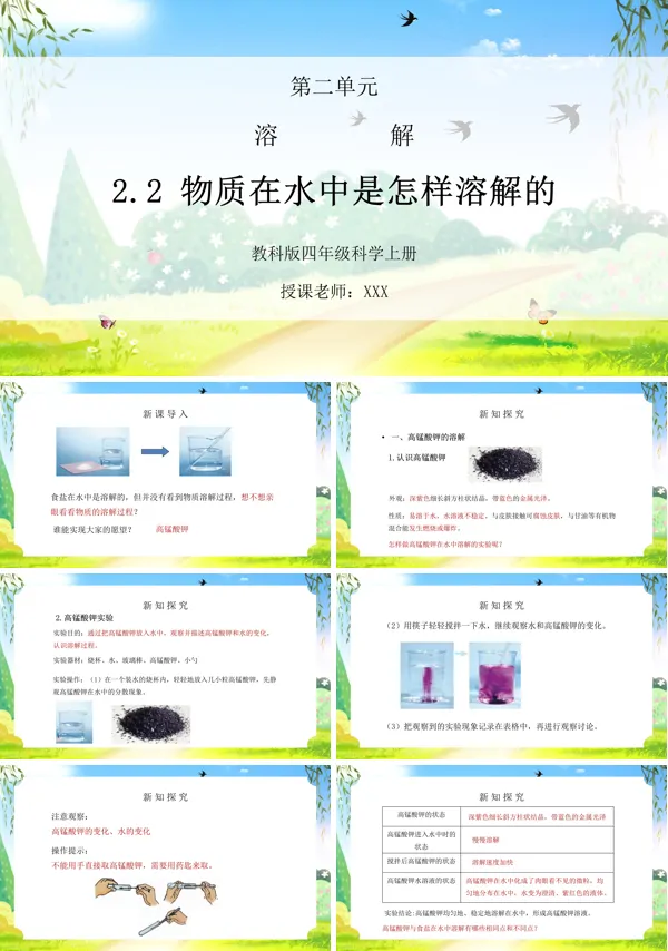 教科版科学四上物质在水中是怎样溶解的