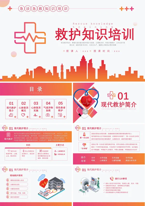 急诊急救知识培训PPT模板