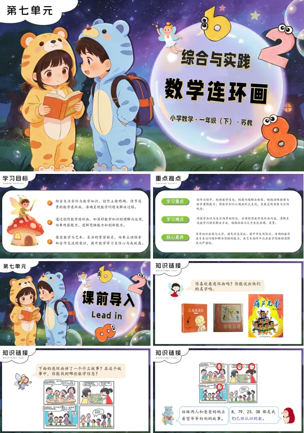 蘇教小學數學一年級下冊第七單元 綜合與實踐：數學連環畫PPT課件（含教案+分層作業+學習任務單）