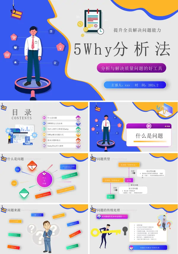 5why分析法经典案例企业培训PPT模板含讲稿