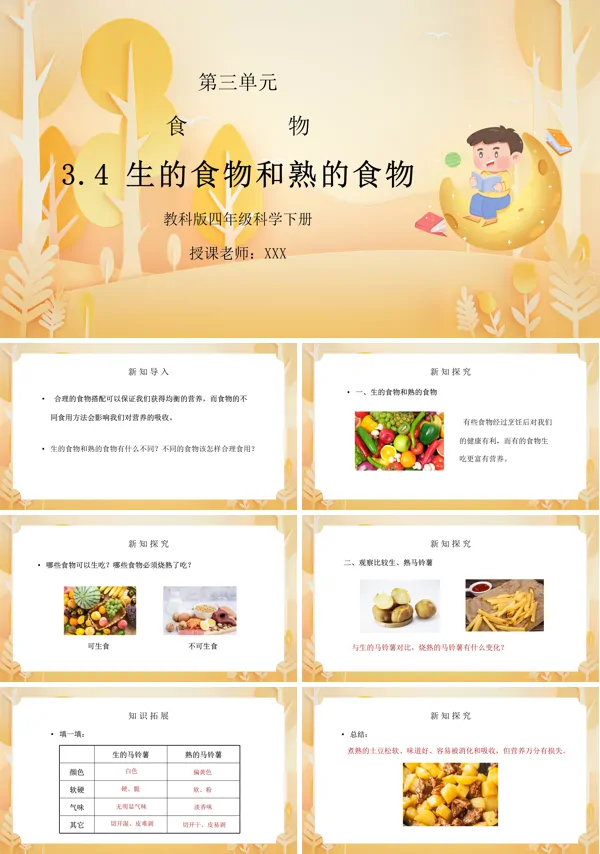 教科版小学科学四年级下册生的食物和熟的食物PPT课件