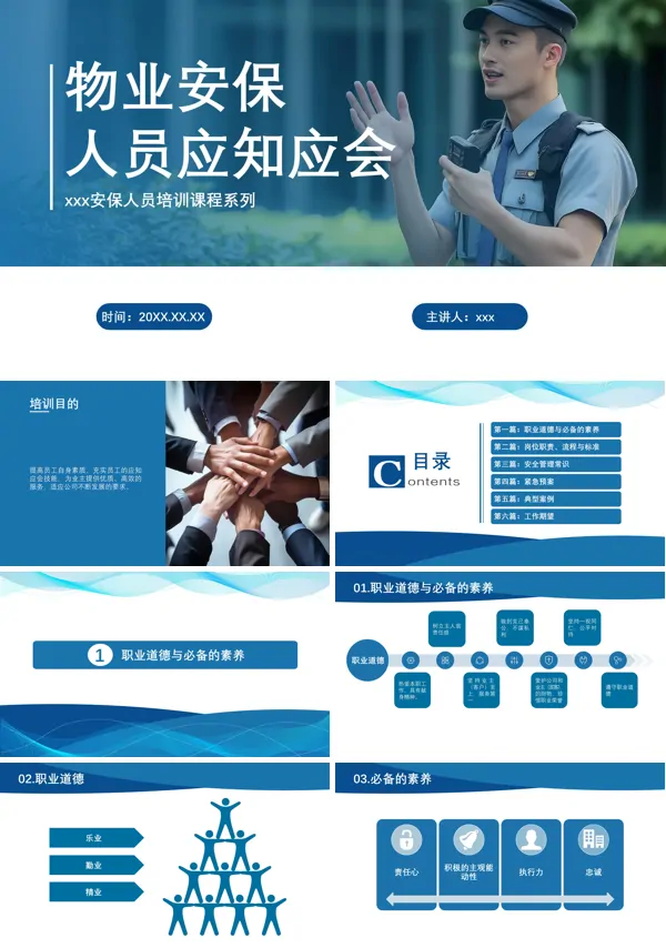 物业安保应知应会培训PPT模板含讲稿