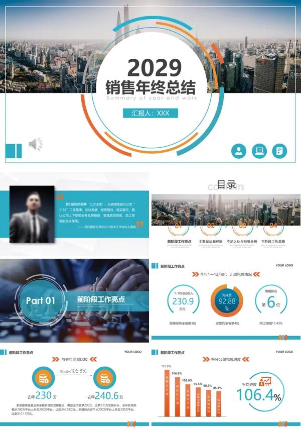 销售年终总结汇报PPT模板