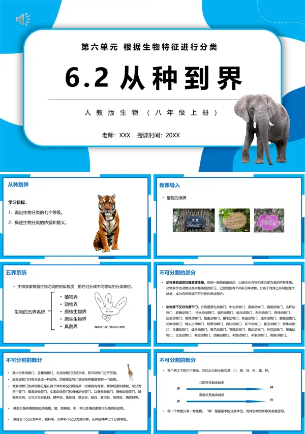 人教部编版八年级生物上册从种到界优教课件PPT模板