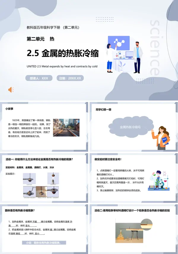 五年级科学下册金属的热胀冷缩课件PPT模板