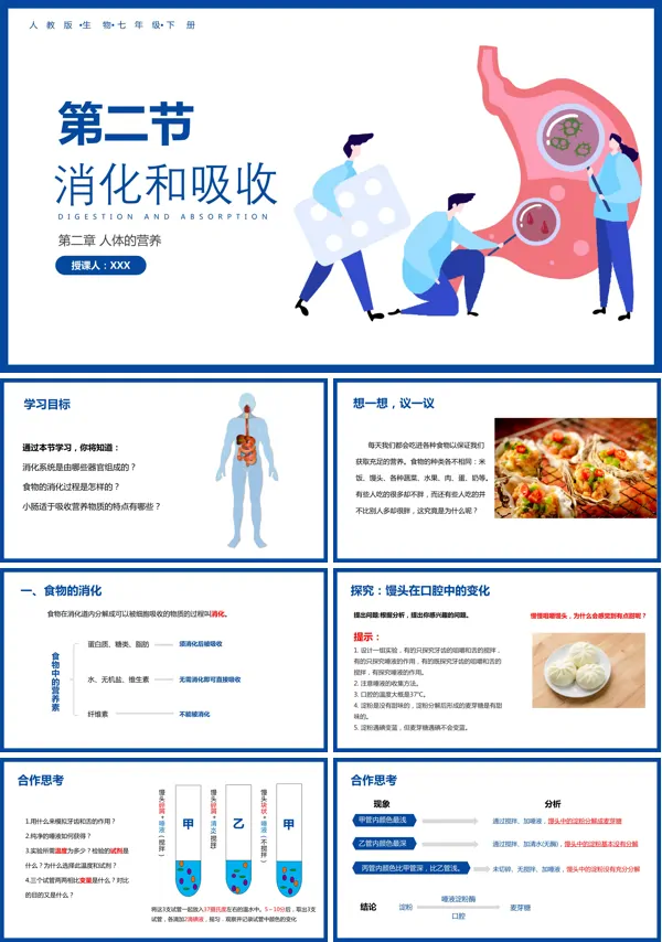 人教版七年级下册内容《消化和吸收》课件PPPT