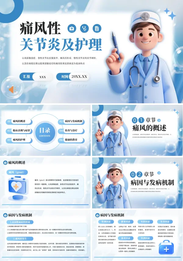 痛风性关节炎及护理PPT模板含讲稿