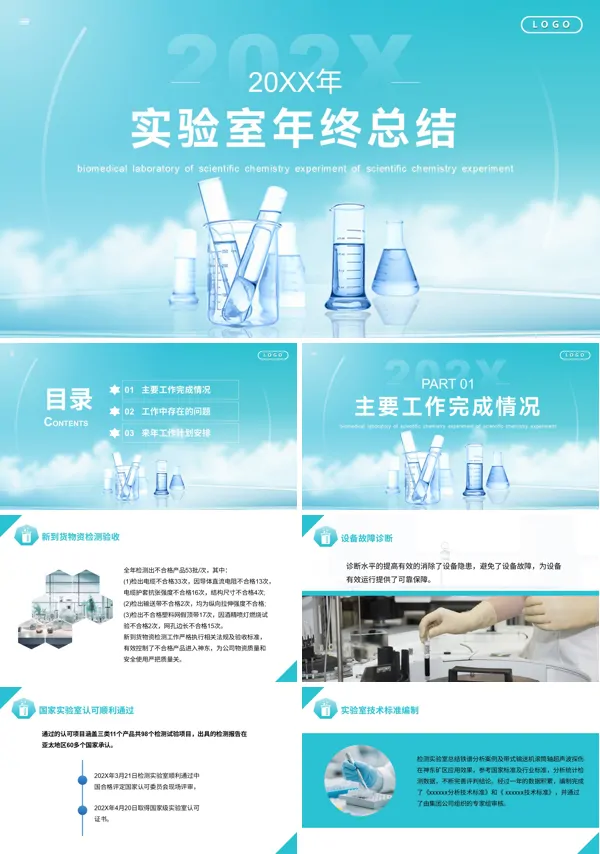 实验室年终总结汇报PPT含讲稿