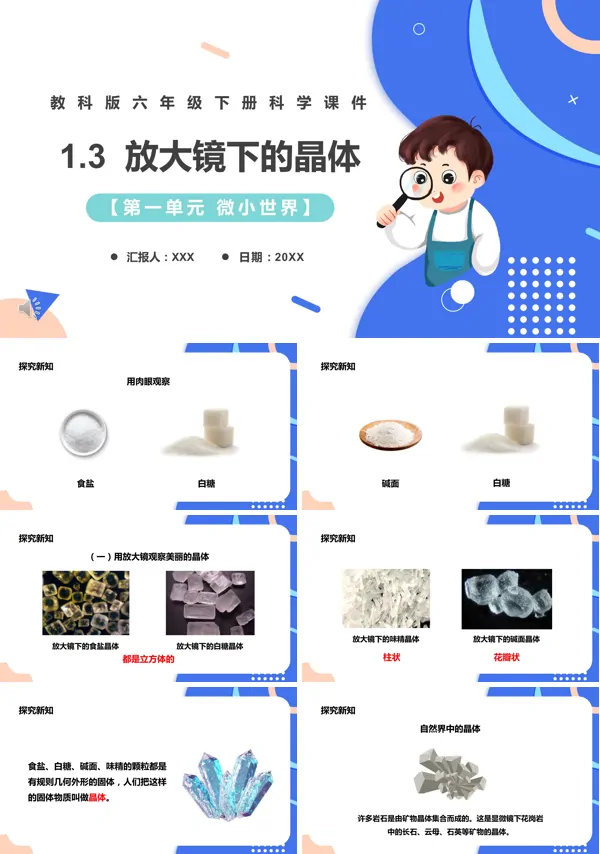 六年级科学下册放大镜下的晶体课件PPT模板