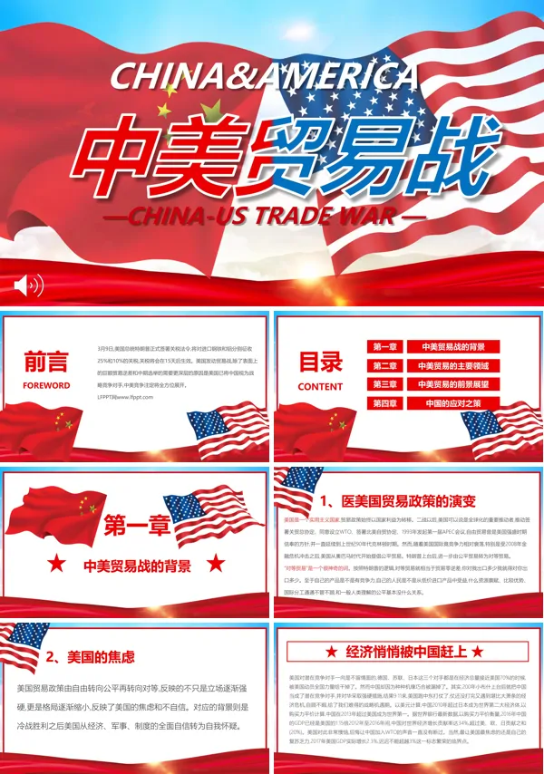 中美贸易战PPT模板