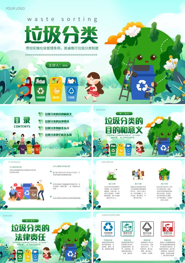垃圾分类知识课件PPT模板