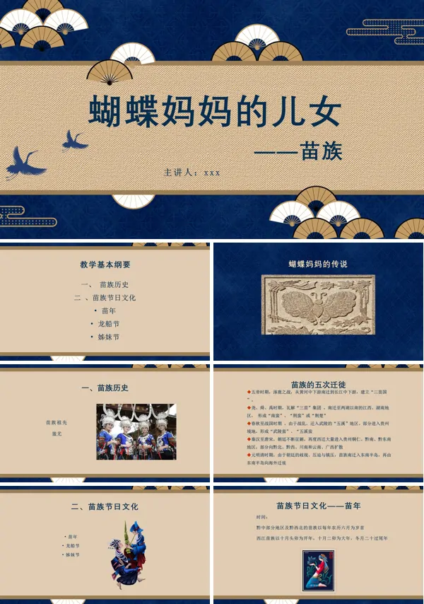 蝴蝶妈妈的儿女苗族文化介绍PPT下载课件模板