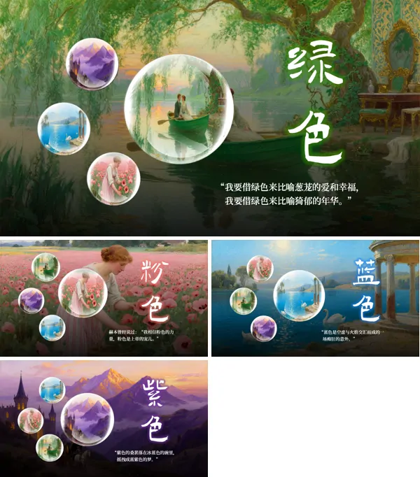 色彩风景轮播平滑动画PPT【特效动画】模板