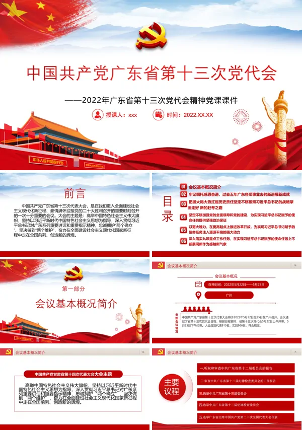 学习中国共产党广东省第十三次代表大会专题党课PPT