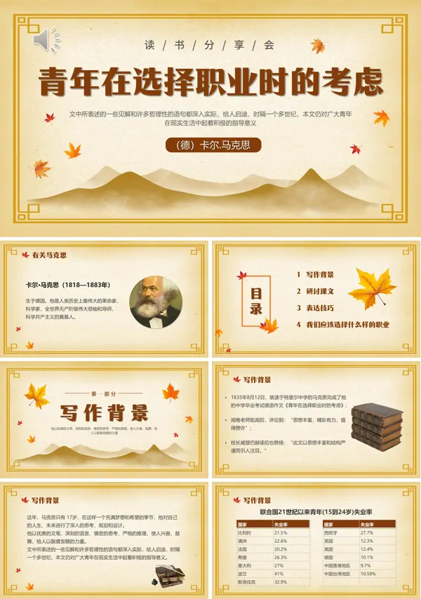 青年在选择职业时的考虑读书分享PPT课件模板